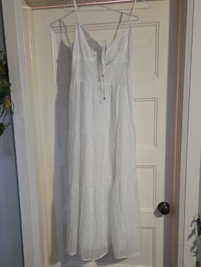 Women’s White Maxi Sundress with Spaghetti Straps